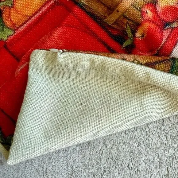 Akasia Design Fall Square Throw Pillow Cover “Red Truck w/ apples and Pumpkins” - Picture 3 of 4